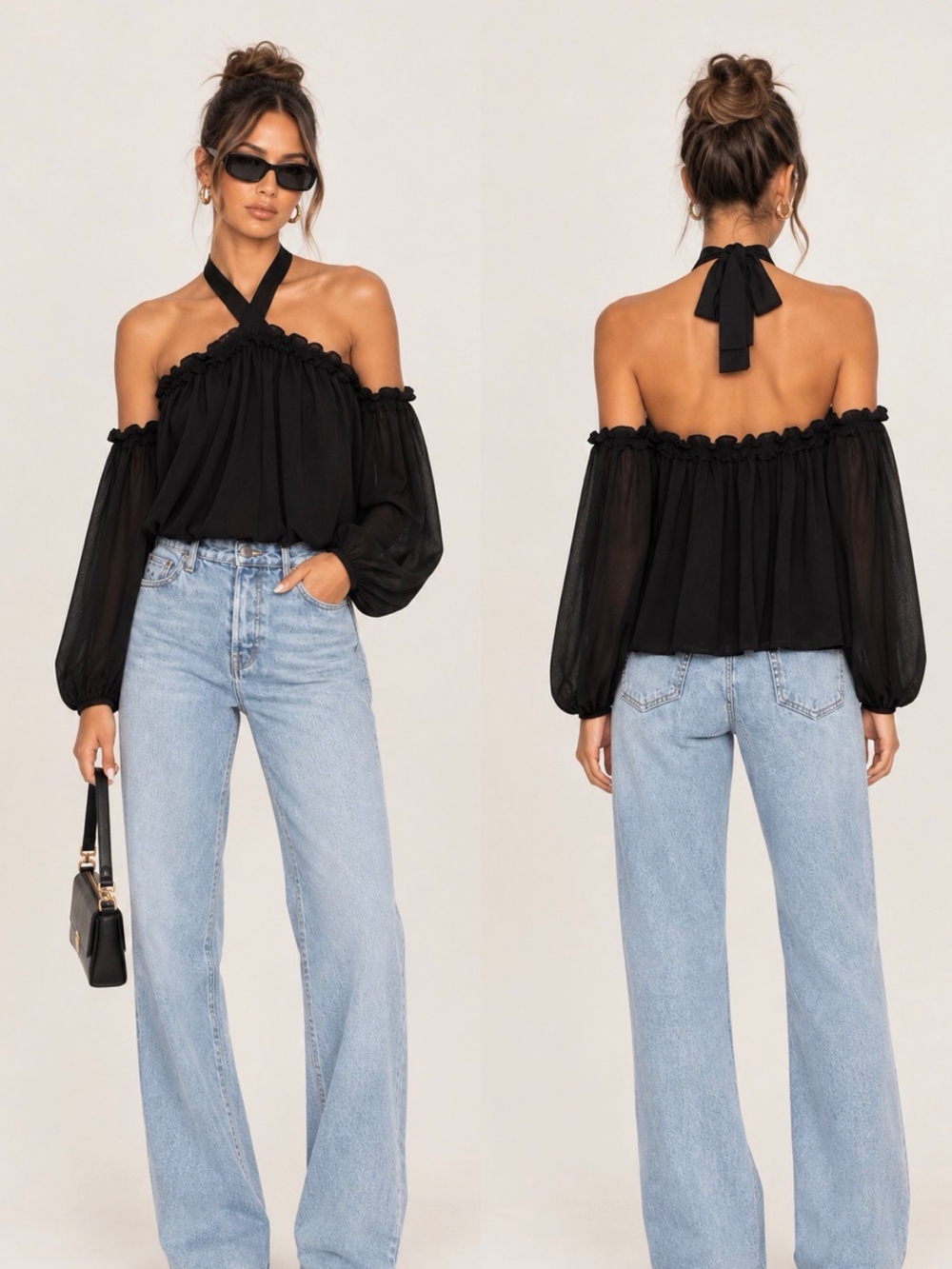MISA Los Angeles Livey Off The Shoulder Top Size M